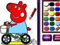 Spel Piggy on bike. Coloring