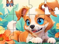 Spel Jigsaw Puzzle: Dog And Garden