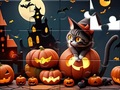 Spel Jigsaw Puzzle: Halloween Cat