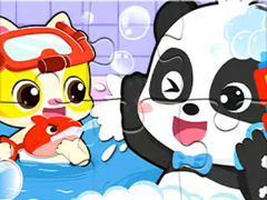 Spel Jigsaw Puzzle: Baby Panda Shower Time