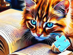 Spel Jigsaw Puzzle: Cat Reading