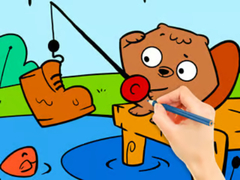 Spel Coloring Book: Fishing Squirrel