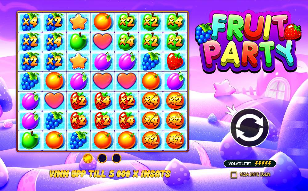 Skärmbild från Fruit Party slot demo hos Game-Game
