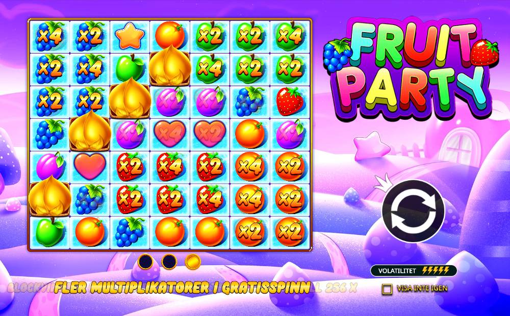 Skärmbild från Fruit Party slot demo hos Game-Game