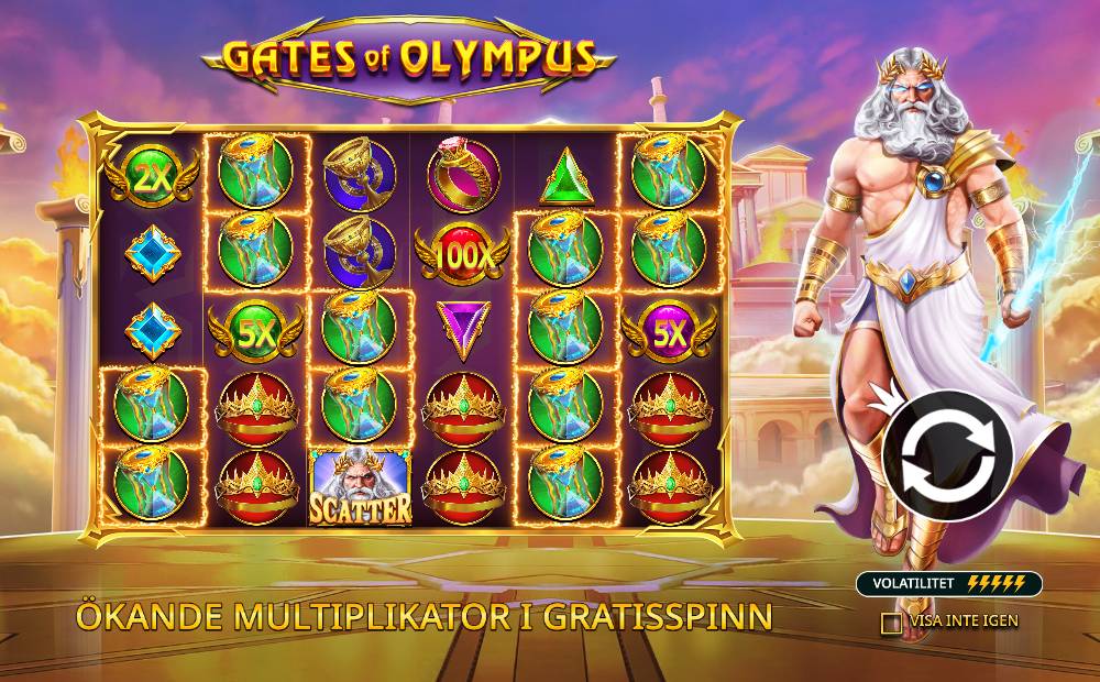 Skärmbild från Gates of Olympus slot demo hos Game-Game