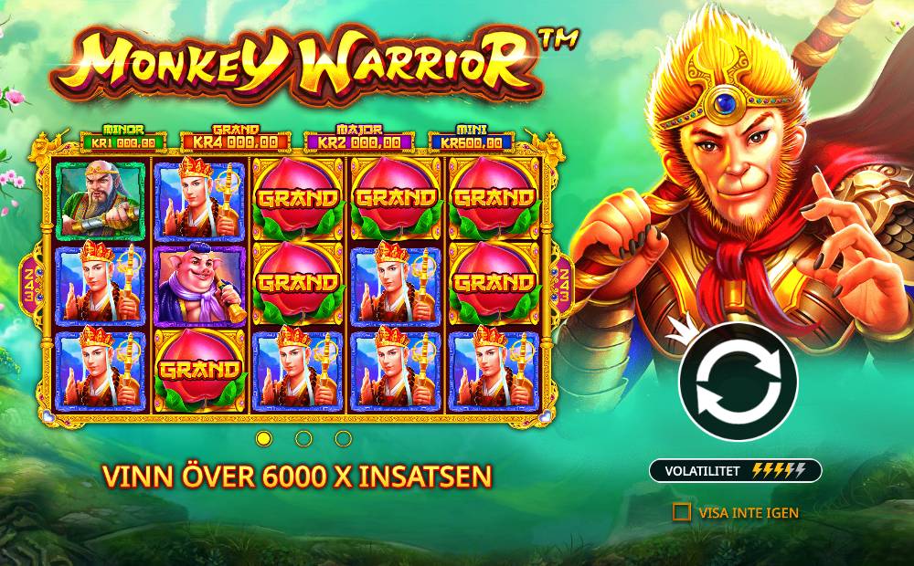 Skärmbild från Monkey Warrior slot demo hos Game-Game