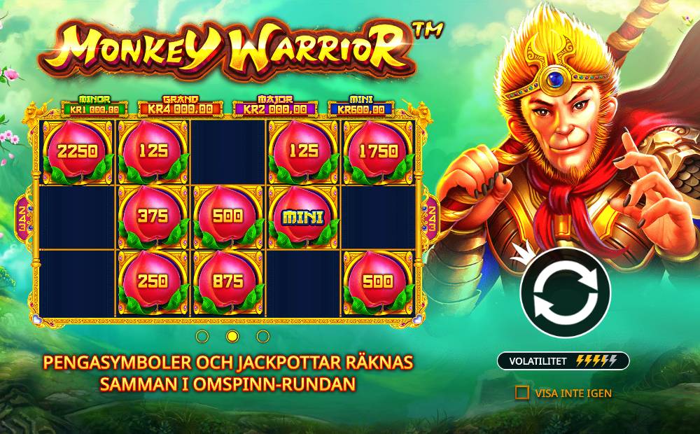 Skärmbild från Monkey Warrior slot demo hos Game-Game