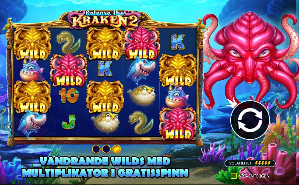 Skärmbild från Release the Kraken 2 slot demo hos Game-Game