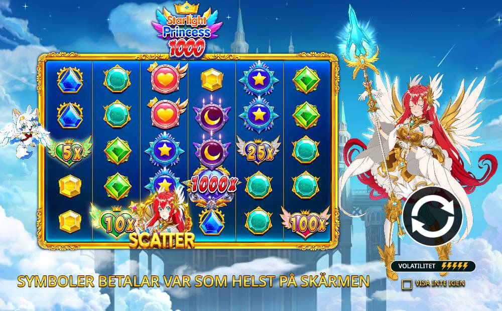 Skärmbild från Starlight Princess 1000 slot demo hos Game-Game