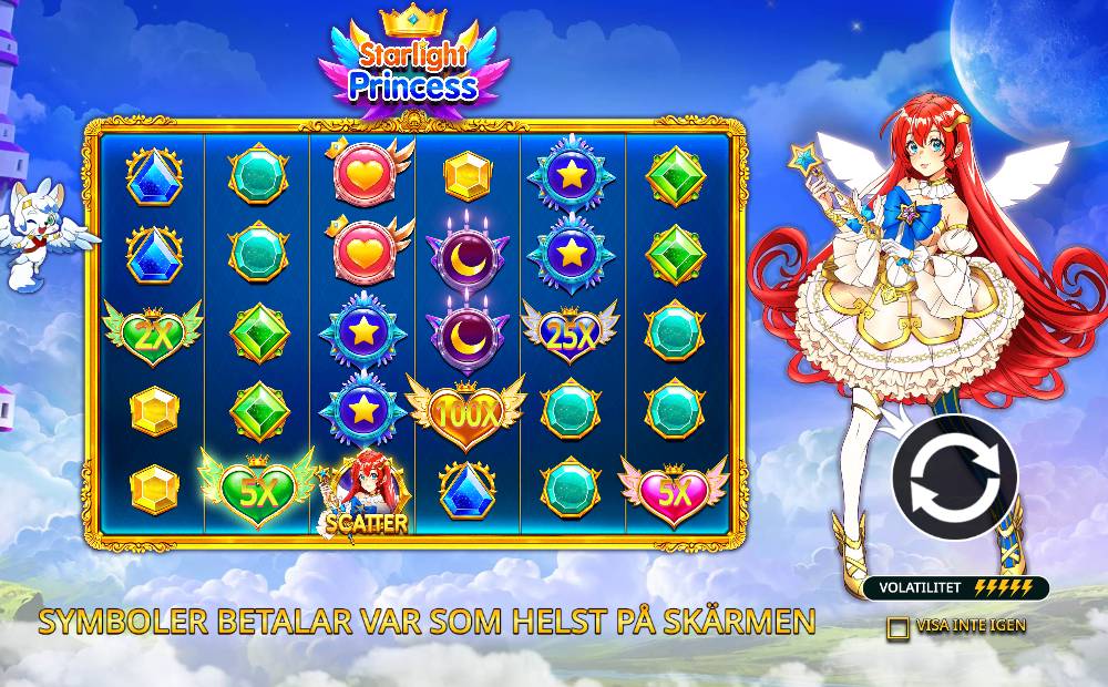 Skärmbild från Starlight Princess slot demo hos Game-Game