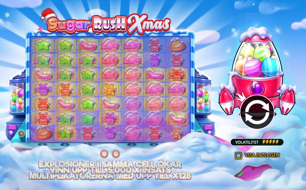 Skärmbild från Sugar Rush Xmas slot demo hos Game-Game